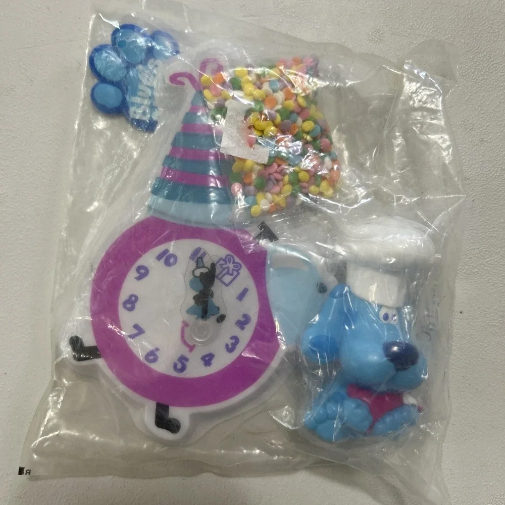 Vtg Blue's Clues Chef Blue Clock Cake Topper NIP